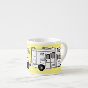 Campervan cartoon illustratie espresso kop