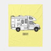 Campervan cartoon illustratie fleece deken (Voorkant)