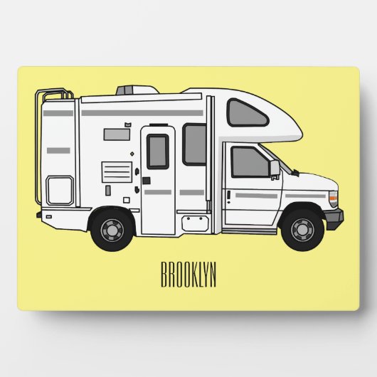 Campervan cartoon illustratie fotoplaat (voorkant)