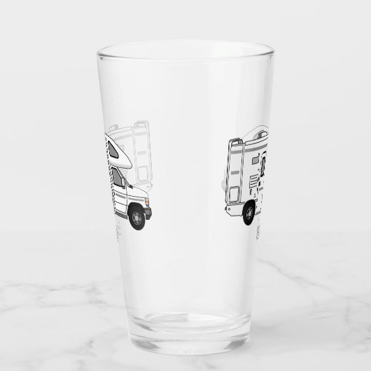 Campervan cartoon illustratie glas (Rechts)