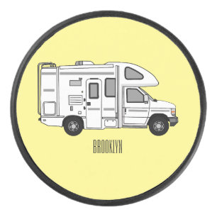 Campervan cartoon illustratie hockey puck