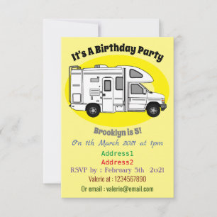 Campervan cartoon illustratie kaart