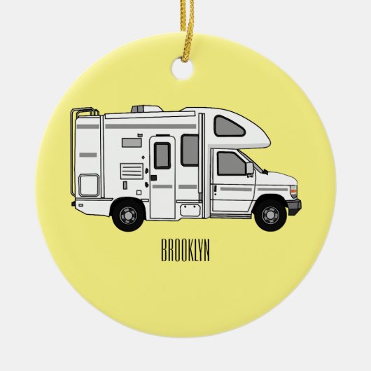 Campervan cartoon illustratie keramisch ornament (Voorkant)