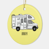 Campervan cartoon illustratie keramisch ornament (Links)