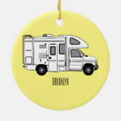 Campervan cartoon illustratie keramisch ornament (Achterkant)