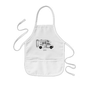 Campervan cartoon illustratie kinder schort