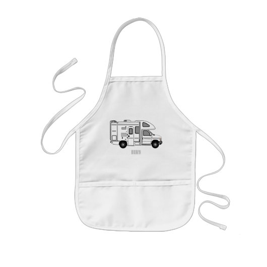 Campervan cartoon illustratie kinder schort (Voorkant)
