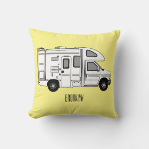 Campervan cartoon illustratie kussen
