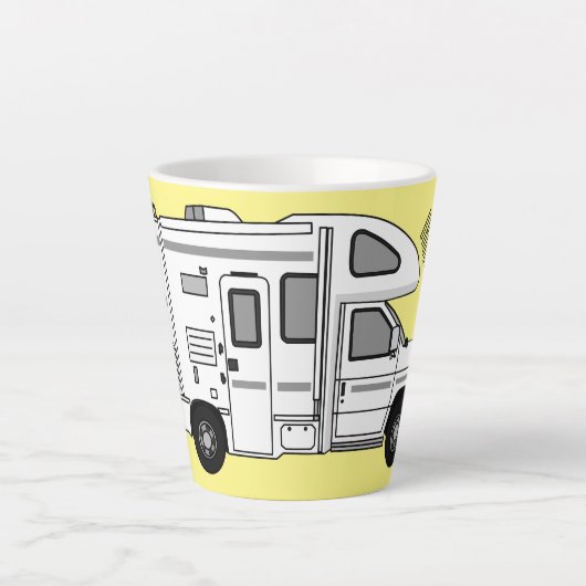 Campervan cartoon illustratie latte mok (Voorkant)