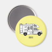 Campervan cartoon illustratie magneet (Voorkant / Achterkant)