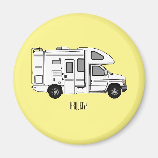 Campervan cartoon illustratie magneet (Voorkant)