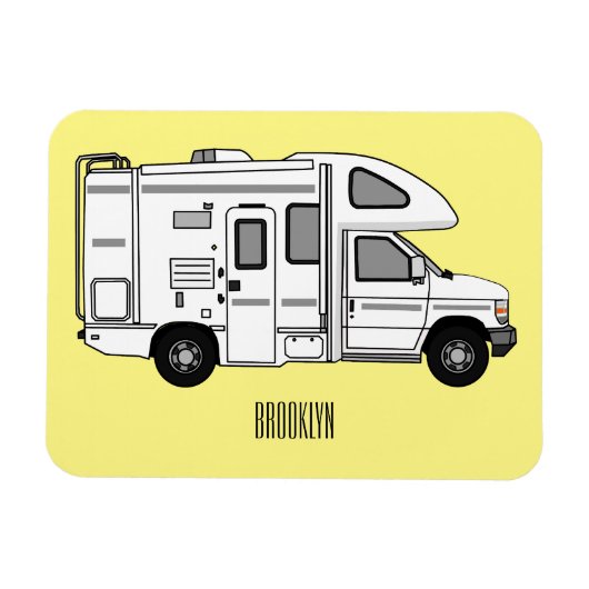 Campervan cartoon illustratie magneet (Horizontaal)