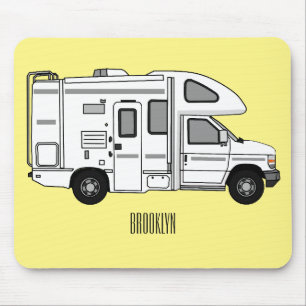Campervan cartoon illustratie muismat