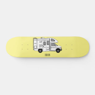 Campervan cartoon illustratie persoonlijk skateboard