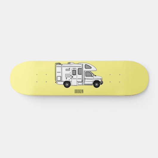 Campervan cartoon illustratie persoonlijk skateboard (Horizontaal)