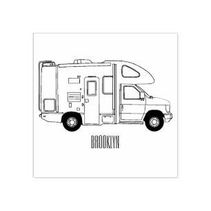 Campervan cartoon illustratie rubberstempel