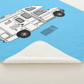 Campervan cartoon illustratie sherpa deken (3/4)