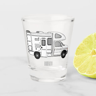 Campervan cartoon illustratie shot glas