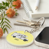 Campervan cartoon illustratie sleutelhanger (Voorkant Rechts)