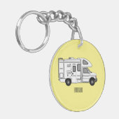 Campervan cartoon illustratie sleutelhanger (Voorkant Links)