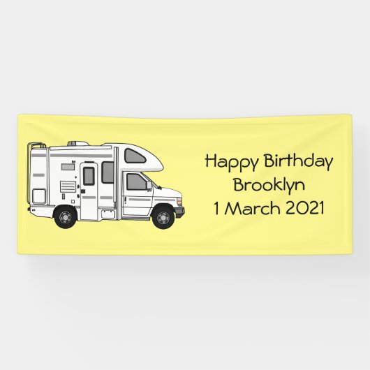 Campervan cartoon illustratie spandoek (Horizontaal)