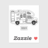 Campervan cartoon illustratie sticker (Vel)