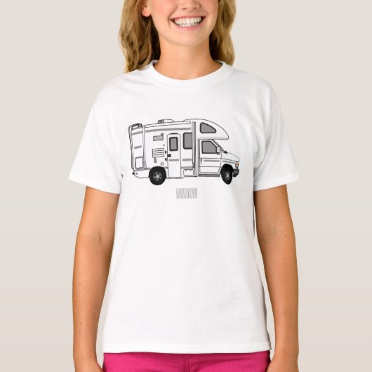 Campervan cartoon illustratie t-shirt (Voorkant)