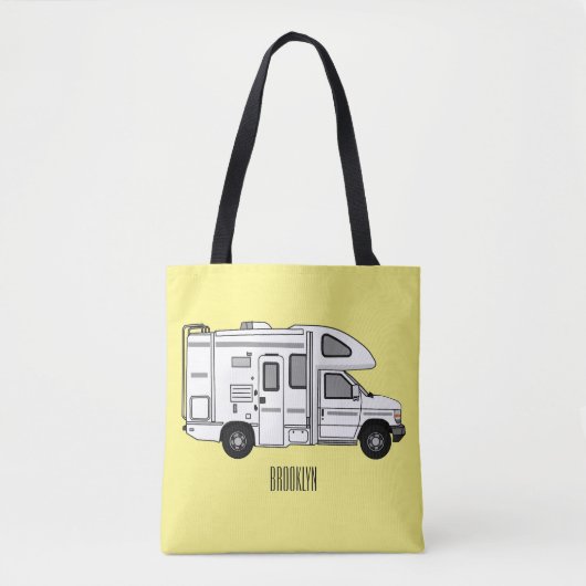 Campervan cartoon illustratie tote bag (Voorkant)