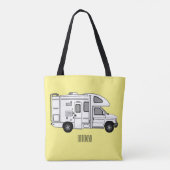 Campervan cartoon illustratie tote bag (Achterkant)