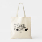 Campervan cartoon illustratie tote bag (Achterkant)