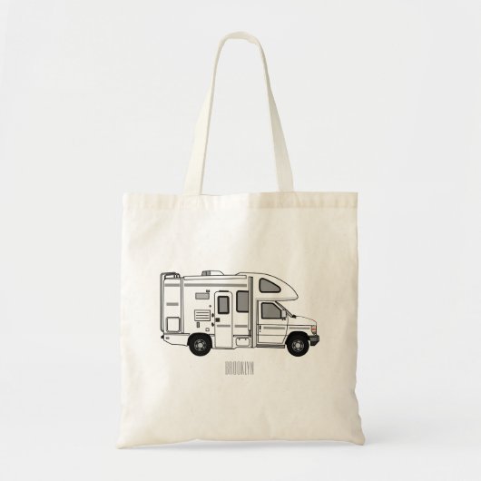 Campervan cartoon illustratie tote bag (Voorkant)