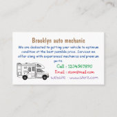 Campervan cartoon illustratie visitekaartje (Voorkant)