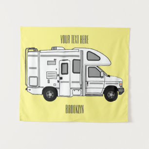 Campervan cartoon illustratie wandkleed