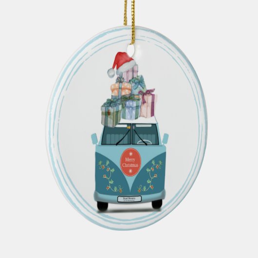 Campervan Kerst Keramisch Ornament (Rechts)