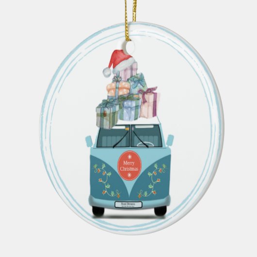 Campervan Kerst Keramisch Ornament (Links)
