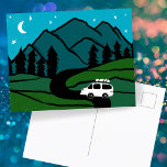 Campervan Mountains Vanlife RV Moon Briefkaart<br><div class="desc">Kijk eens naar dit geweldige briefkaart met een tekening van bergen en een kampeerwagen. Voeg je eigen tekst toe. Bekijk mijn winkel voor vlinders,  vogels,  RV's,  kamperen,  wandelen,  bloemen en nog veel meer!</div>