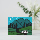 Campervan Mountains Vanlife RV Moon Briefkaart (Staand voorkant)