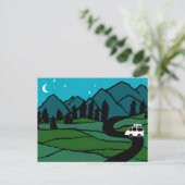 Campervan Mountains Vanlife RV Moon Stars Briefkaart (Staand voorkant)