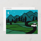 Campervan Mountains Vanlife RV Moon Stars Briefkaart (Voorkant / Achterkant)