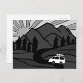 Campervan Mountains Vanlife RV Sunrise B&W Briefkaart (Voorkant / Achterkant)