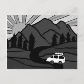 Campervan Mountains Vanlife RV Sunrise B&W Briefkaart (Voorkant)