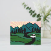 Campervan Mountains Vanlife RV Sunrise Briefkaart (Staand voorkant)