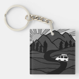 Campervan Mountains Vanlife RV Sunrise Sleutelhanger