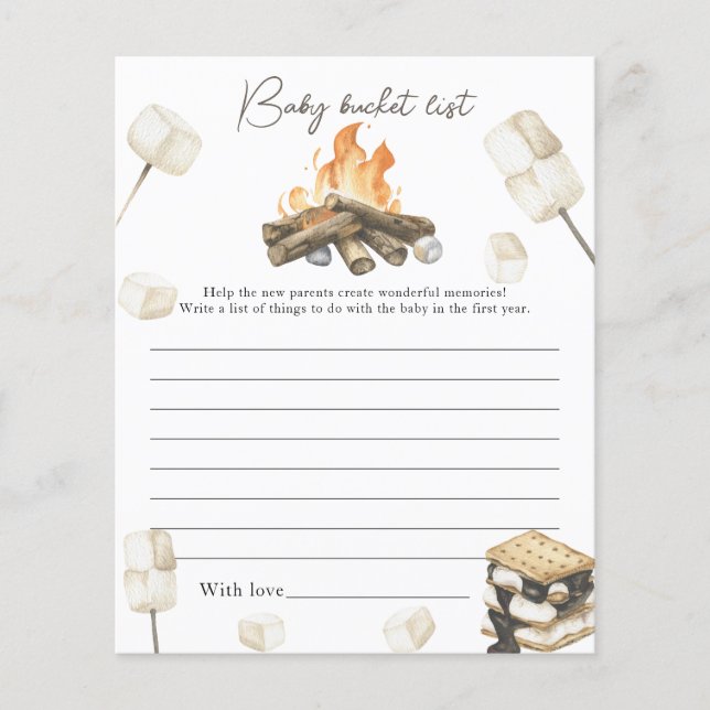 Campfire Baby shower - Baby bucket list (Voorkant)