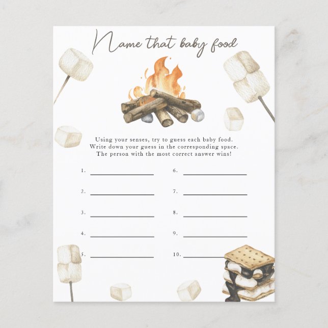 Campfire baby shower - Noem dat baby eten (Voorkant)