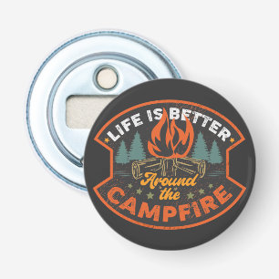 Campfire Badge Word Art Large Button Flesopener