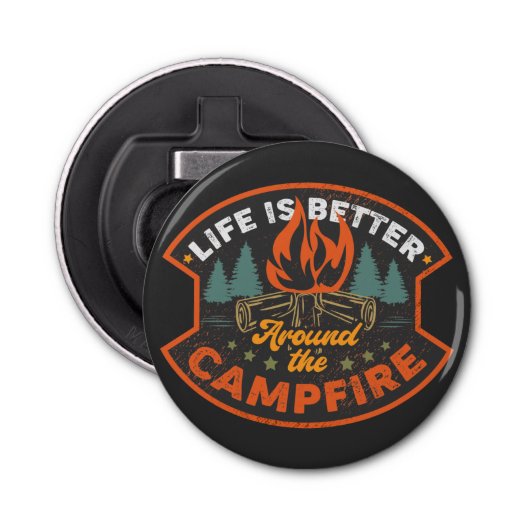 Campfire Badge Word Art Large Button Flesopener (Voorkant)