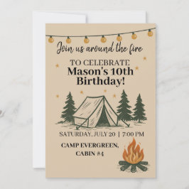 Campfire Birthday Invitation Kaart