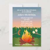 Campfire Birthday party van Hot Dogs en Smores Kaart (Voorkant)