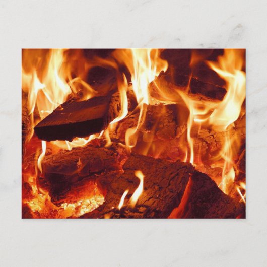 Campfire Blazing, Wood Burning, Flames, Close-up Briefkaart (Voorkant)